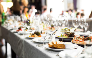 Sparkling Glassware Stands On Long Table Prepared For Wedding Di